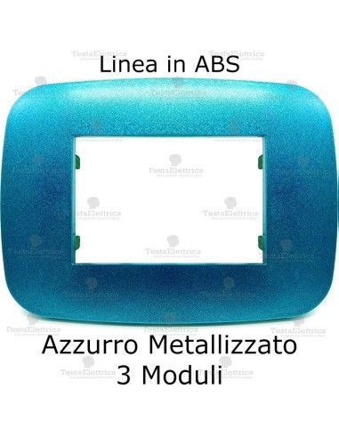 Placca Azzurro Metallizzato  3,4 e 7 moduli in ABS compatibile con serie Bticino LivingLight