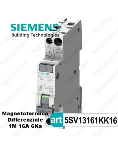 Magnetotermico Differenziale compatto 1 Modulo 16A 6ka Siemens
