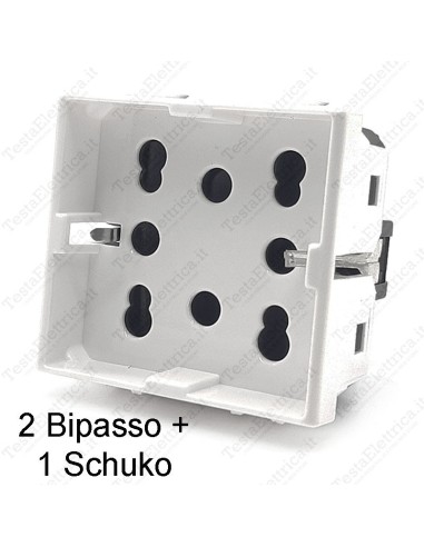 Presa schuko + bipasso compatibile matix sandasdon sd61600