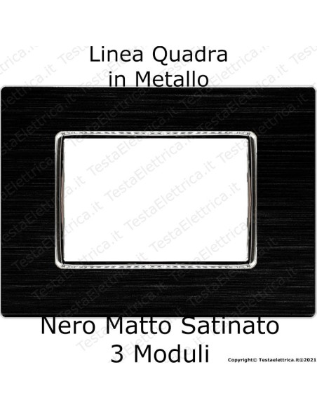 Placca nera compatibile bticino AXOLUTE in metallo linea quadra