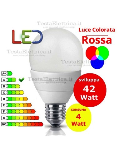 Lampadina a led  goccia 4 Watt E27 Rossa