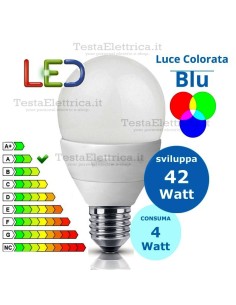 Lampadina a led  goccia 4 Watt E27 Blu