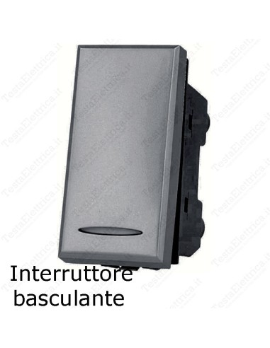 Interruttore basculante grigio tech compatibile con serie Bticino Axolute