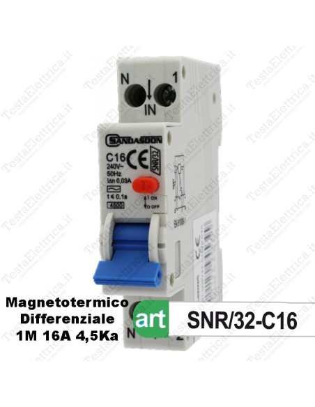 Interruttore Magnetotermico Differenziale 1 Modulo c16 