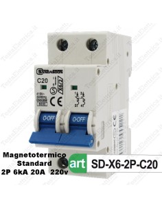 Interruttore Magnetotermico 2P 6ka 20A