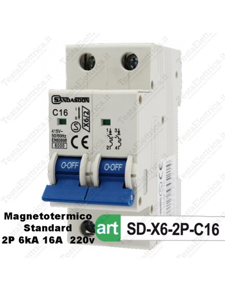 Interruttore Magnetotermico 2M 16A  220V Sandasdon