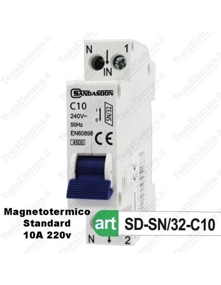 Interruttore Magnetotermico 1M 10a 220V Sandasdon