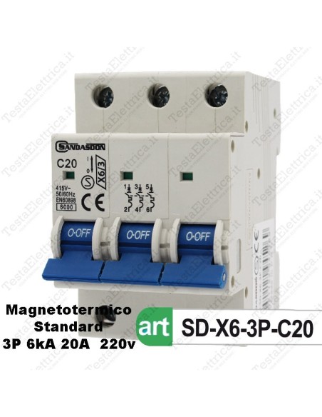 Magnetotermico 3p 6ka 20a