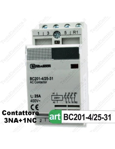 Contattore 3NO + 1NC 230V 25A Sandasdon