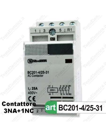 Contattore 3NO + 1NC 230V 25A Sandasdon