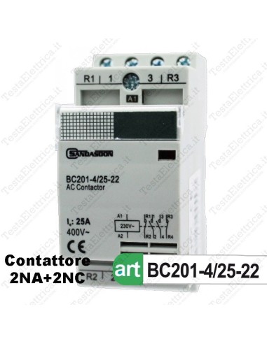 Contattore 2NO + 2NC 230V 25A Sandasdon