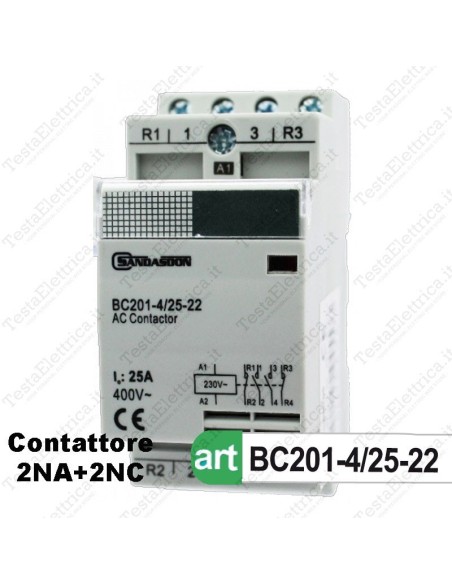 Contattore 2NO + 2NC 230V 25A Sandasdon