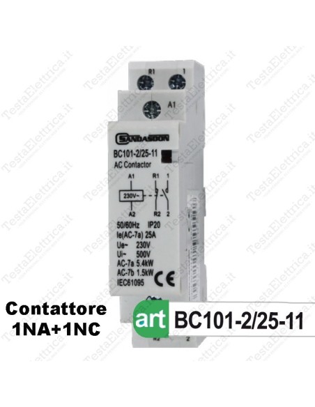 Contattore 1NO + 1NC 230V 25A 2P Sandasdon