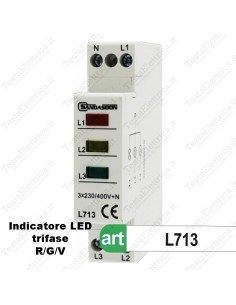 Indicatore trifase presenza di tensione di rete in quadro elettrico DIN