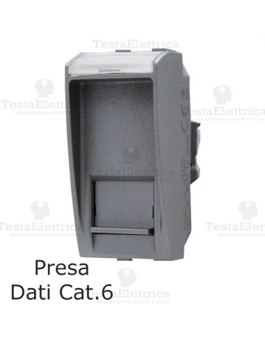 presa dati rj45  cat. 6 grigia compatibile con serie Living Light tech