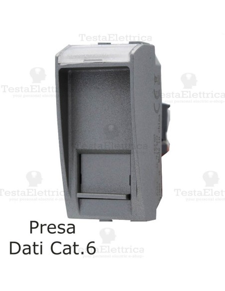 presa dati rj45  cat. 6 grigia compatibile con serie Living Light tech