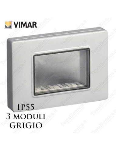 Vimar 14943 Calotta ip55 Grigio 3 moduli Plana Arkè Eikon 