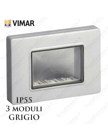 Vimar 14943 Calotta ip55 Grigio 3 moduli Plana Arkè Eikon 