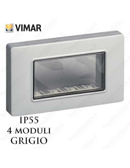 Calotta 4 posti IP55 grigio Vimar Plana Arkè Eikon