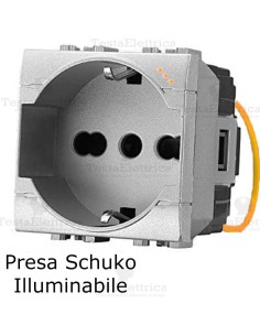Presa std tedesco italiano luminosa compatibile bticino living light grigia
