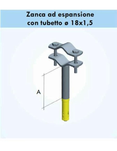 Zanca 5 cm a espansione per fissaggio pali antenna   a muro zel002