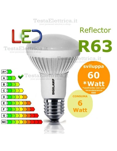 Lampada a led reflector R63 E27 6 W Digilamp
