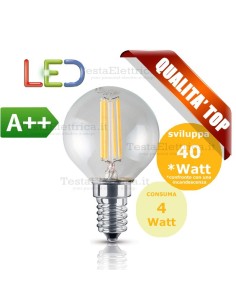 Lampadina a Wireled  pallina 4 Watt E14 trasparente Fsl 2