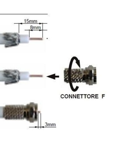 Connettore F per cavi TV 6,8 mm