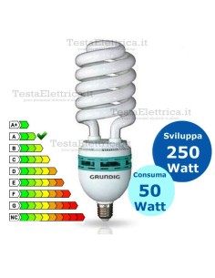 Lampada al Neon 50 Watt E27 6500k Spirale Grunding