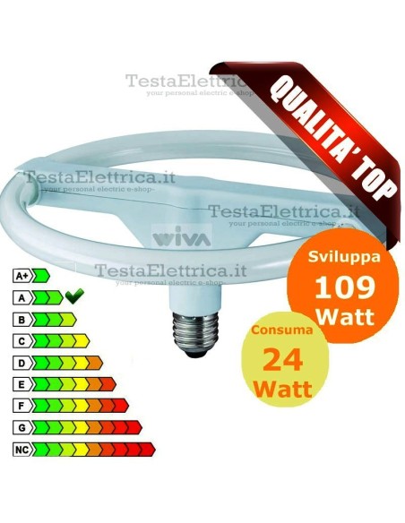 Lampada al Neon Circolare E27 24 Watt  Diskline Wiva