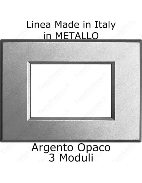 placca Argento Opaco cal in metallo compatibile plana made in italy