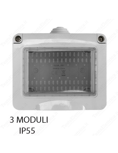 Scatola portafrutti 3 posti IP55 compatibile Vimar Plana
