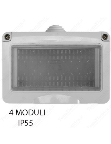 Scatola cassetta portafrutti 4 posti IP55 compatibile Vimar Plana