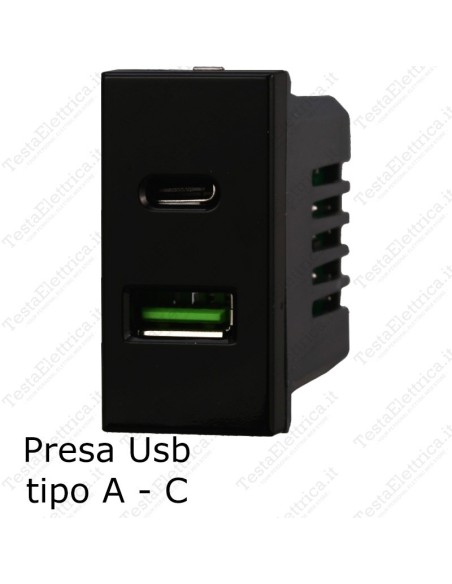 Ettroit Presa usb Tipo A - C doppia compatibile con serie bticino axolute