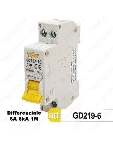 Interruttore Magnetotermico 1M 6a 220V tot electric