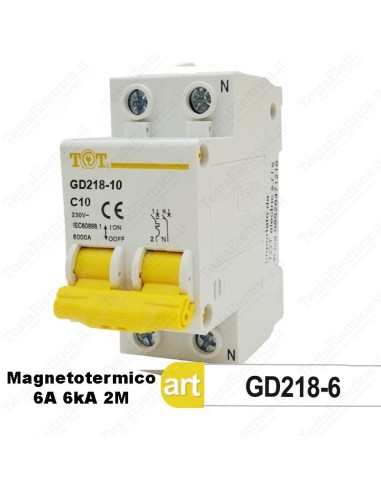 Interruttore Magnetotermico 2M 6A  220V Tot Electric