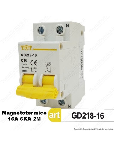 Interruttore Magnetotermico 2M 16A  220V Tot Electric