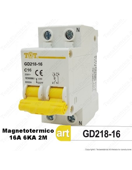 Interruttore Magnetotermico 2M 16A  220V Tot Electric