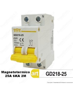 Interruttore Magnetotermico 2M 25A  220V Tot Electric