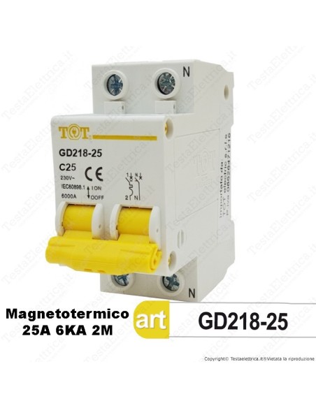 Interruttore Magnetotermico 2M 25A  220V Tot Electric