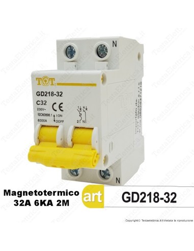 Interruttore Magnetotermico 2M 32A  220V Tot Electric