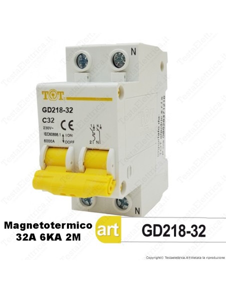 Interruttore Magnetotermico 2M 32A  220V Tot Electric
