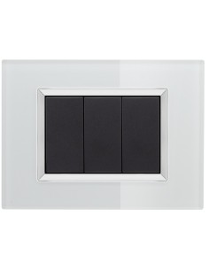 placca vetro bianca compatibile vimar arkè 3 posti