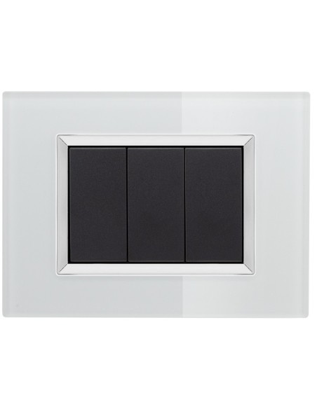 placca vetro bianca compatibile vimar arkè 3 posti