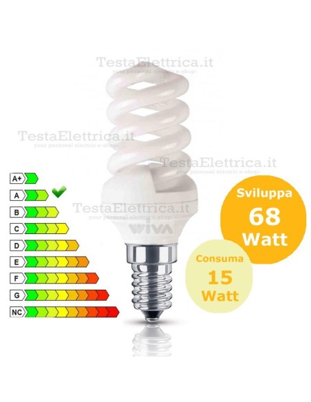 Lampada al Neon 15 Watt E14  Spirale Wiva
