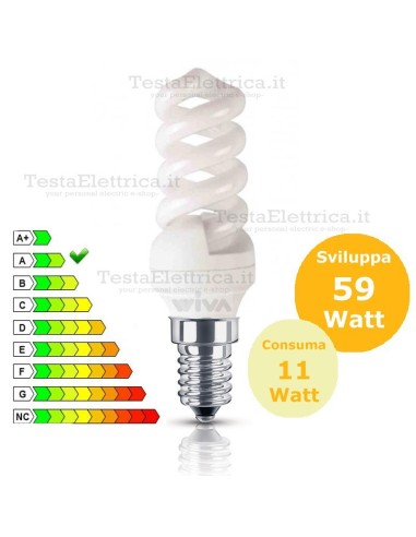 Lampada al Neon 11 Watt E14  MiniSpirale Wiva