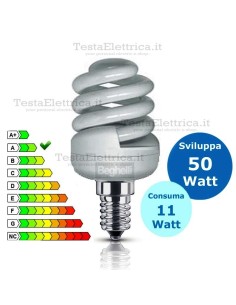 Lampada al Neon Spirale E14 11 Watt  Compact 10000 Beghelli