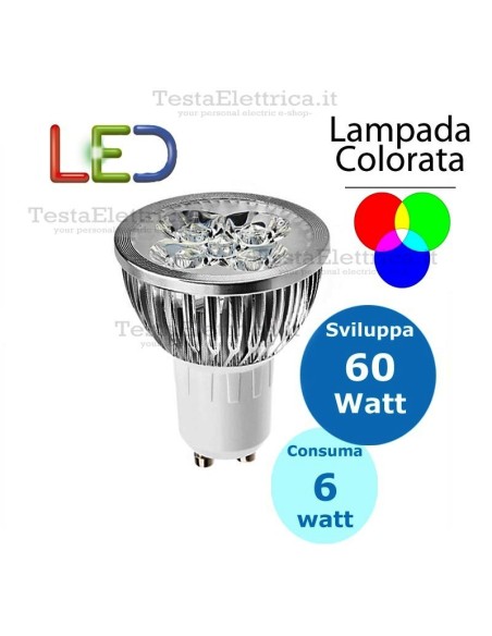 Lampada led Colorata GU10 220V 6W MR16 Dgk