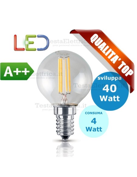 Lampadina a Wireled  pallina 4 Watt E14 trasparente Fsl