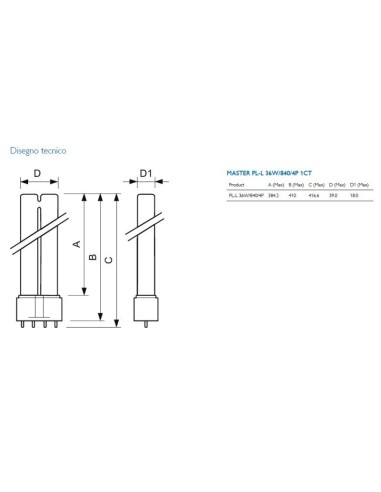 Lampada al Neon PL-L 36W 4P Master Philips
